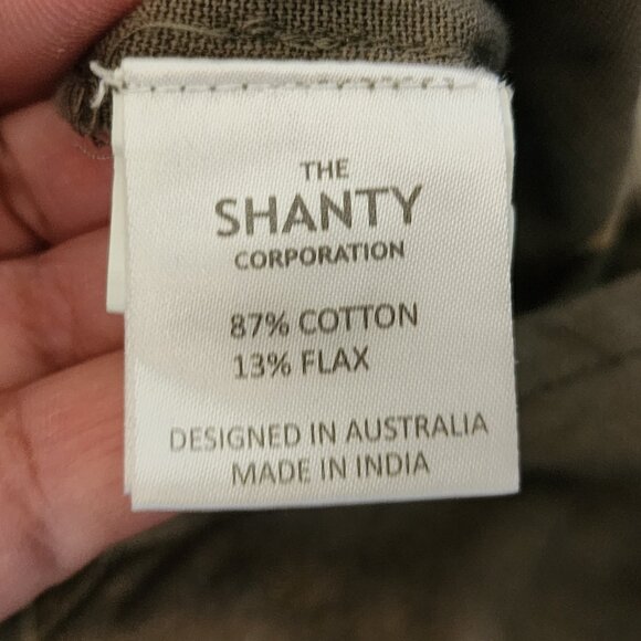 The Shanty corporation Cotton Flax Utility Slvless Jumpsuit Green Women S Chic - Picture 15 of 16